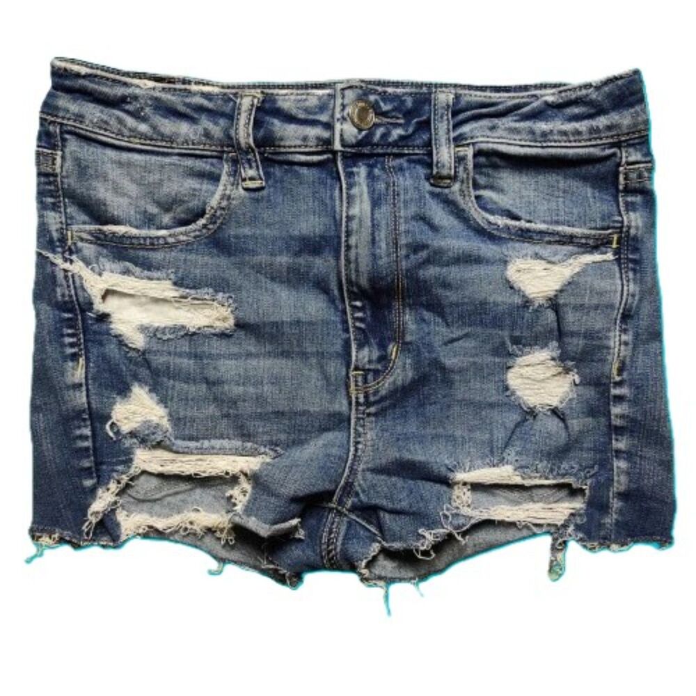 American Eagle Super Hi-Rise Jegging Shorts Women’s 6 Distressed Cutoff Stretch